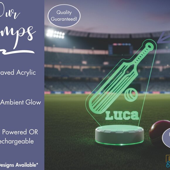 Custom Cricket LED Night Light – Fun Decor for Cricket Lovers - Picture 3 of 8